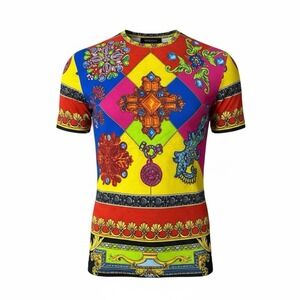 Versace Men's Baroque Multicolor T-Shirt Size S Made in Italy